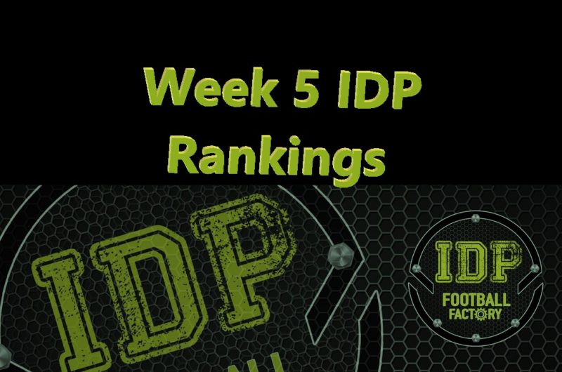 IDP Weekly Rankings Week 5 Top 50 LB, Top 36 DE/S, Top 24 DT/CB